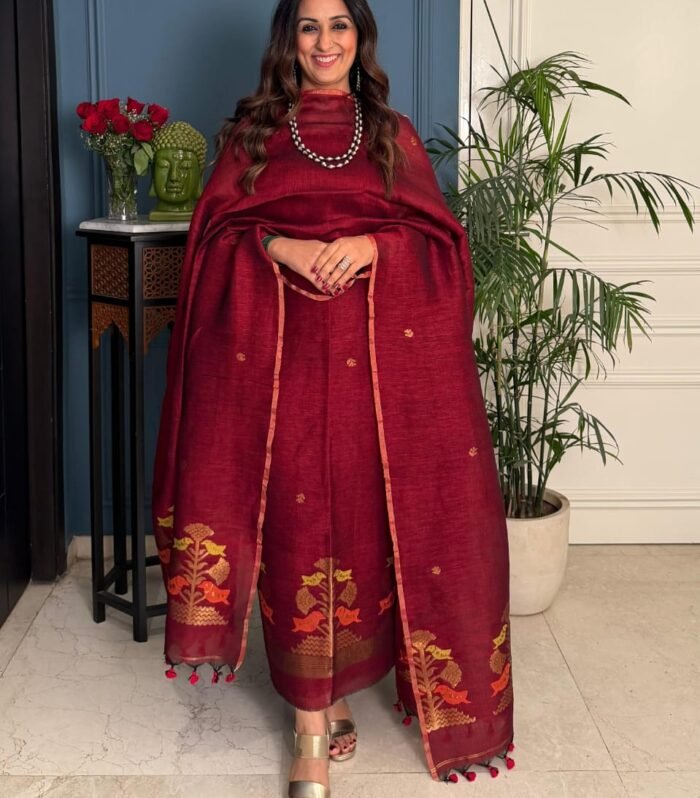 Jamdani Lenin suit set (un stitched)