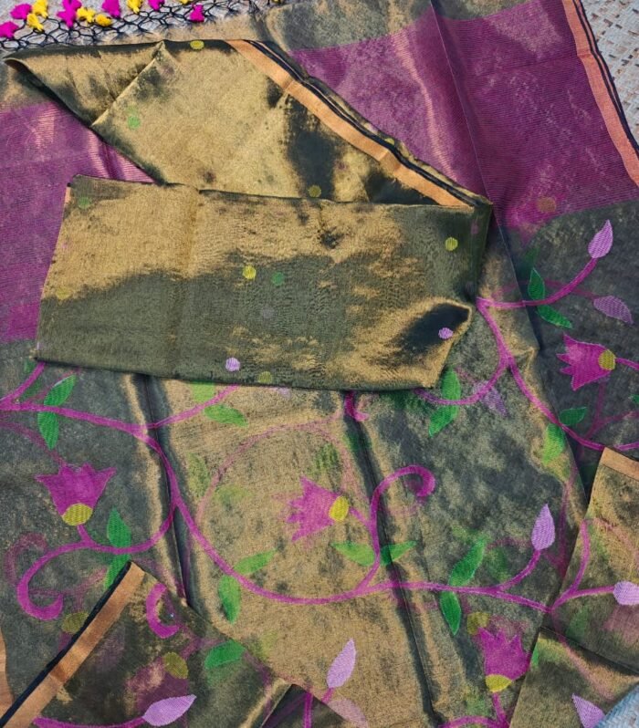Tissue by Tissue hand woven jamdani top and dupatta