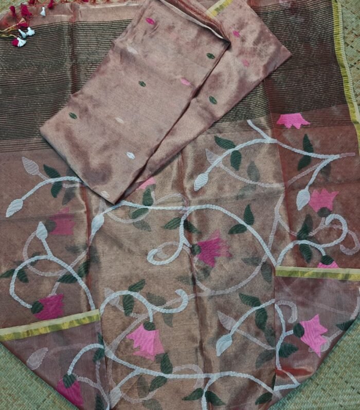 Tissue by Tissue hand woven jamdani top and dupatta