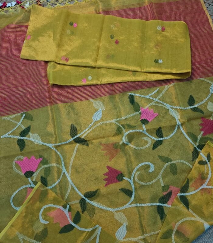 Tissue by Tissue hand woven jamdani top and dupatta
