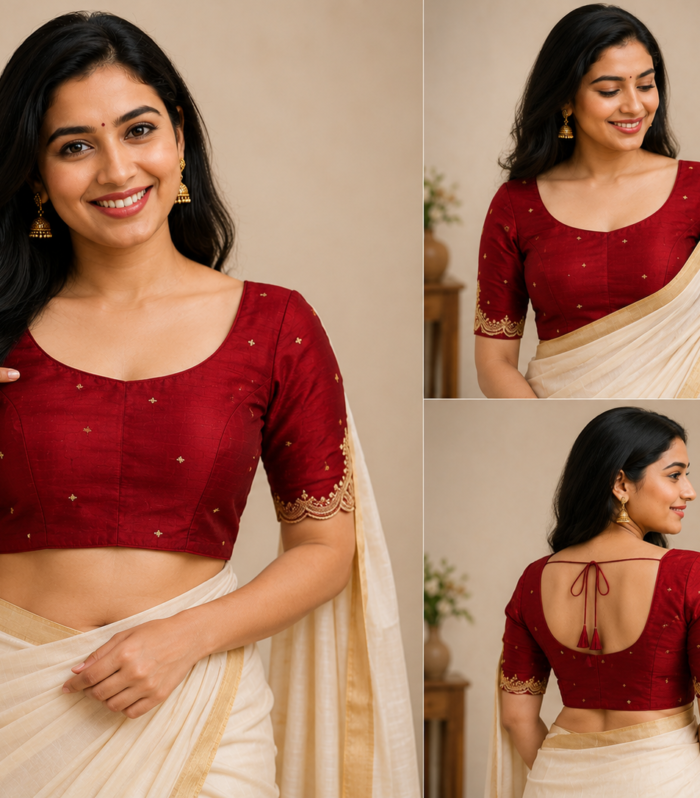 Maroon Raw Silk Blouse