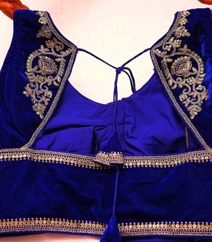 Blue Velvet Designer Ready-Made Blouse