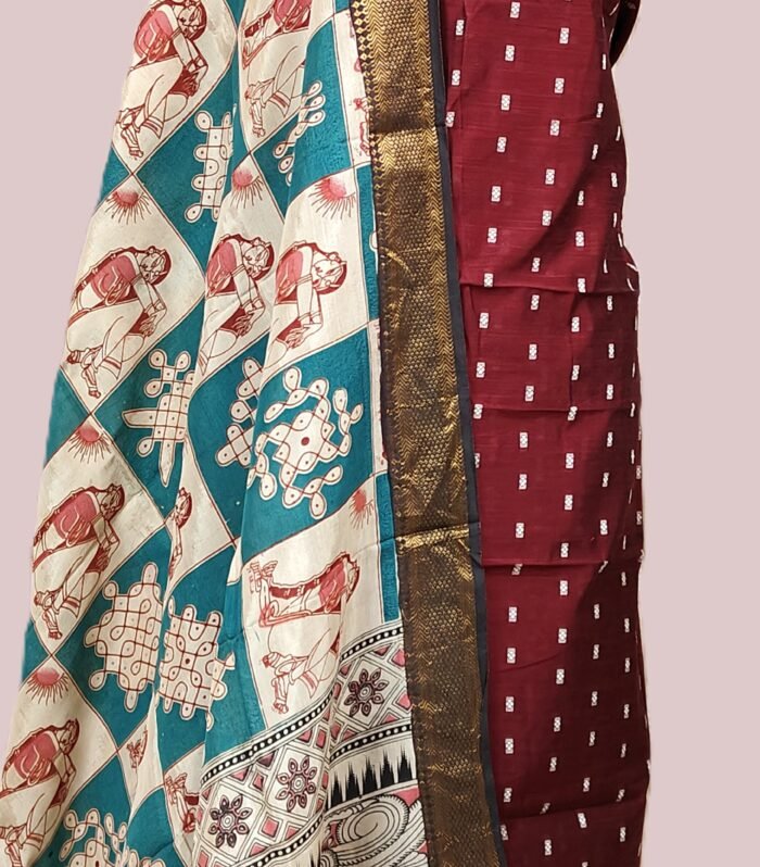Maroon Raw Silk Dress Material
