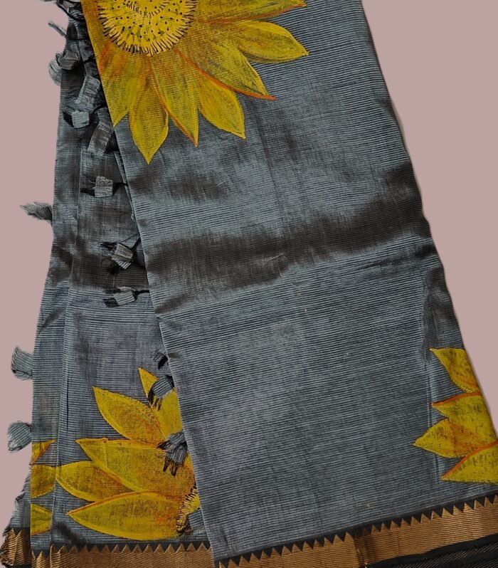 Hand Painted Mangalagiri saree