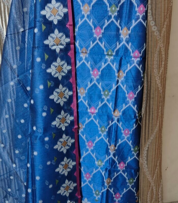 Blue banaras jamdani dress(3pc)