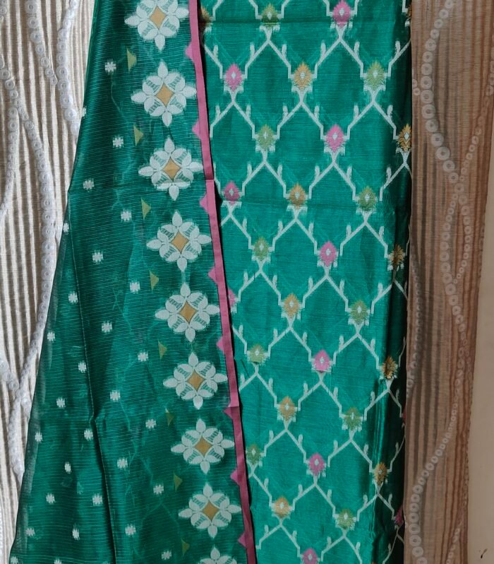 Bottle Green banaras jamdani dress(3pc)